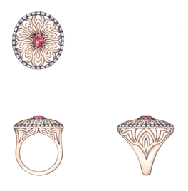 Filigree ring with gemstone setting